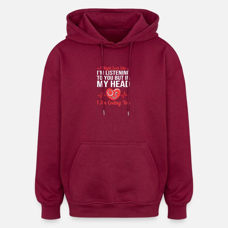 Medical Programmer Medical Coder - Oversized Unisex Hoodie - burgundy
