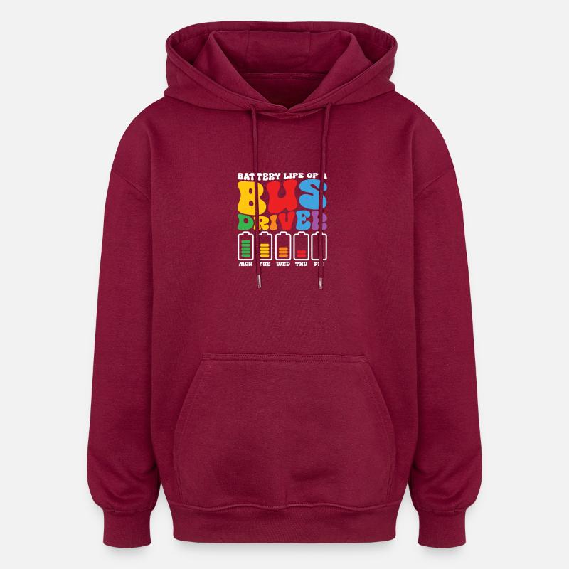 Lustiger Busfahrer Batterie Schulbusfahrer Buskneipe - Oversized Unisex Hoodie - Burgunderrot