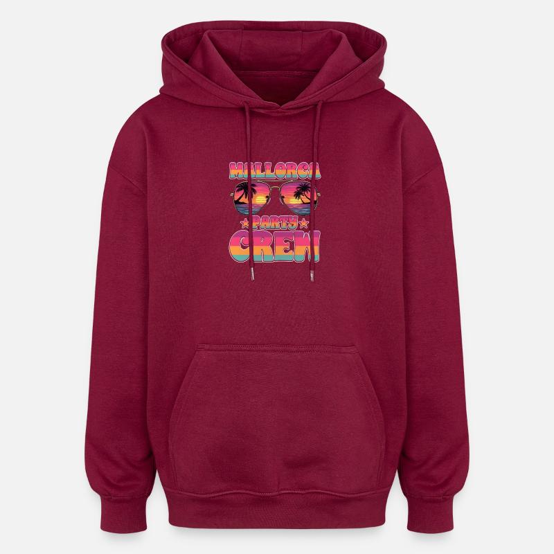 Mallorca Party Crew - Sweat à capuche oversize unisexe - bordeaux