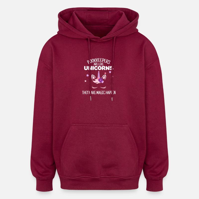 Buchhalter wie Einhörner machen Magie - Oversized Unisex Hoodie - Burgunderrot