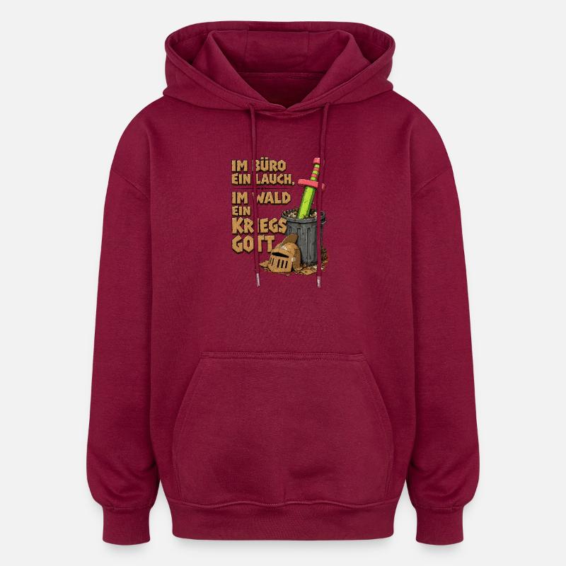 Larp Ritter, Pappe Schwert - Oversized Unisex Hoodie - Burgunderrot