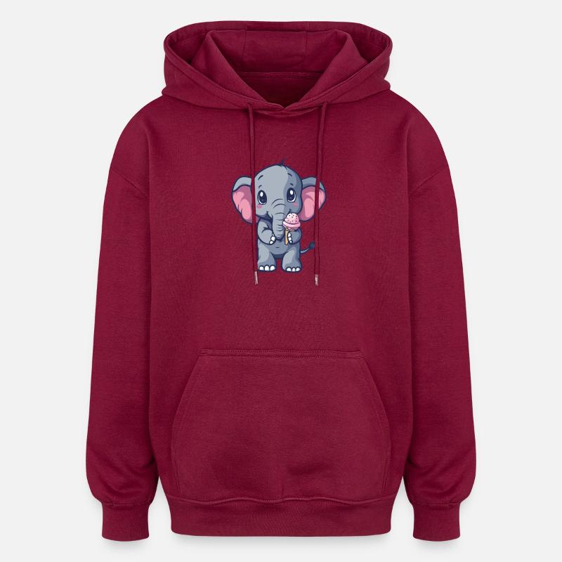Petit Ami de la Glace Éléphant - Sweat à capuche oversize unisexe - bordeaux