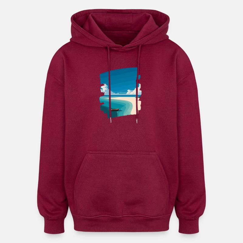 Palmiers de mer de plage - Sweat à capuche oversize unisexe - bordeaux