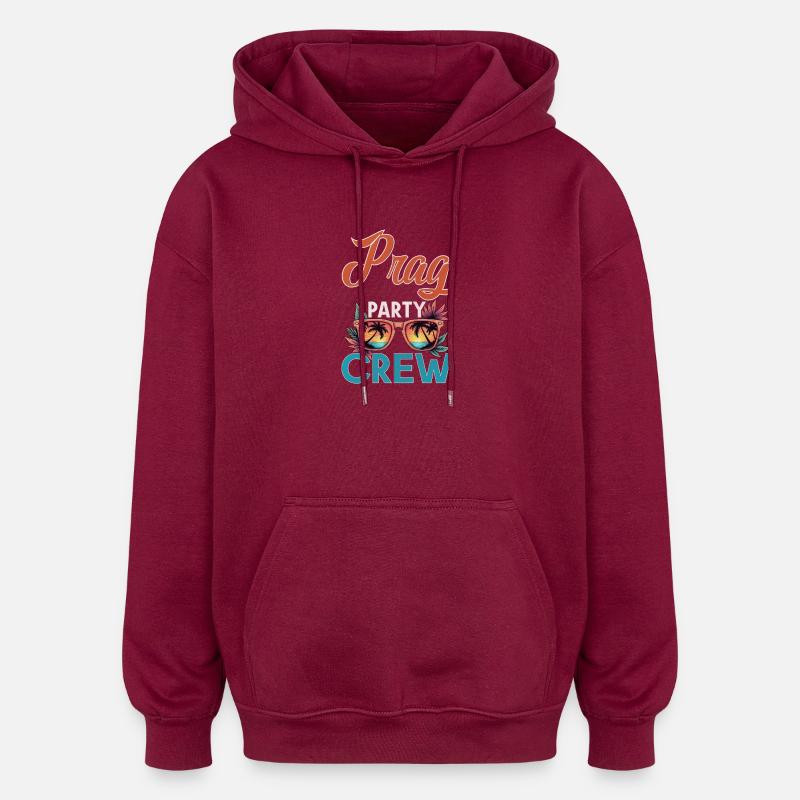 Équipage Prague - Sweat à capuche oversize unisexe - bordeaux