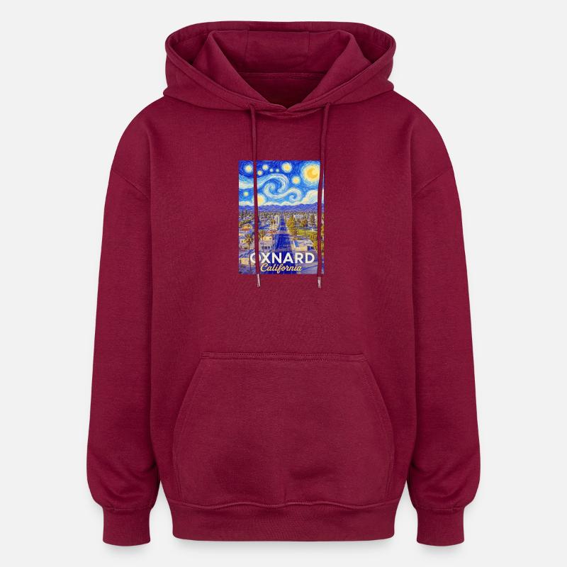 Nuit étoilée à Oxnard, Californie - Sweat à capuche oversize unisexe - bordeaux