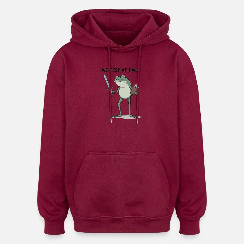 Nous testons à Dawn Frog Knight - Sweat à capuche oversize unisexe - bordeaux