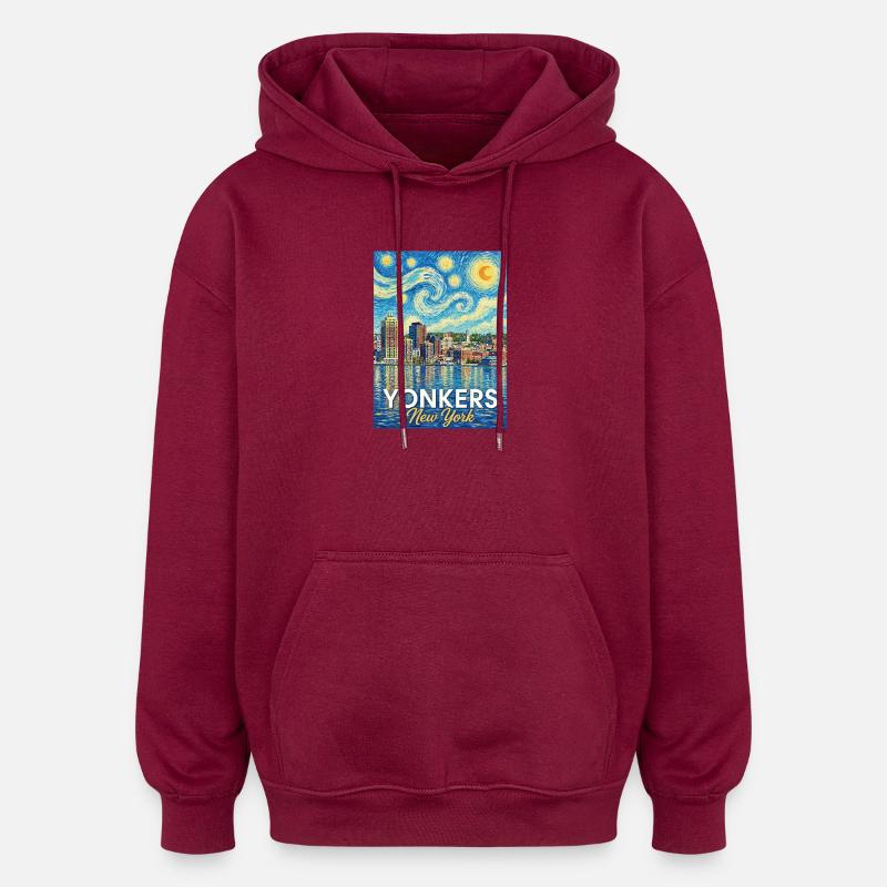 Yonkers, New York - Sweat à capuche oversize unisexe - bordeaux