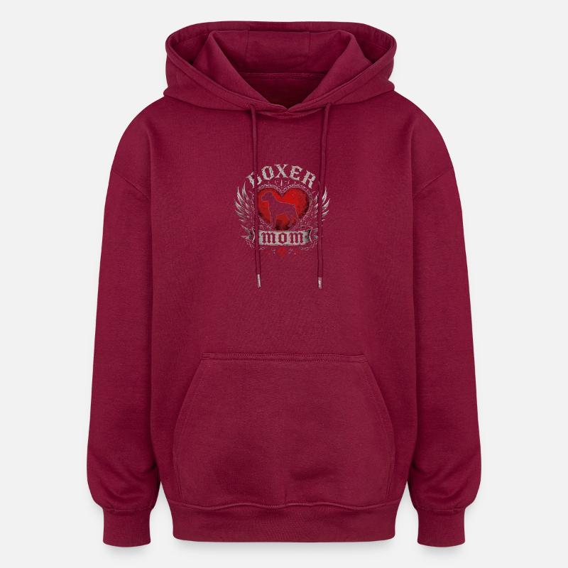 Boxer Herzflügel Emblem - Oversized Unisex Hoodie - Burgunderrot