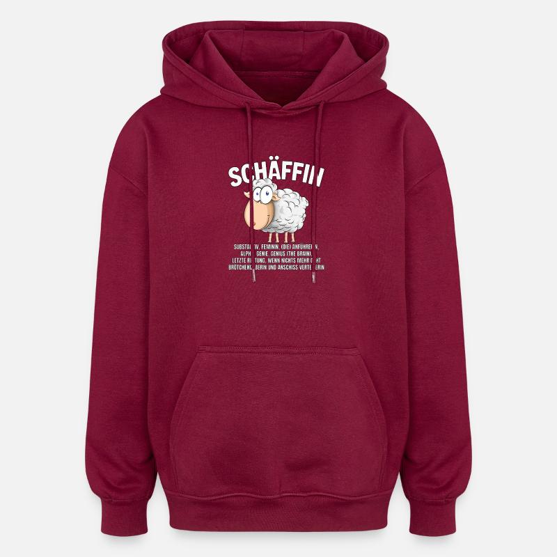 Schäffin - Alpha Schaf als Chefin - Oversized Unisex Hoodie - Burgunderrot