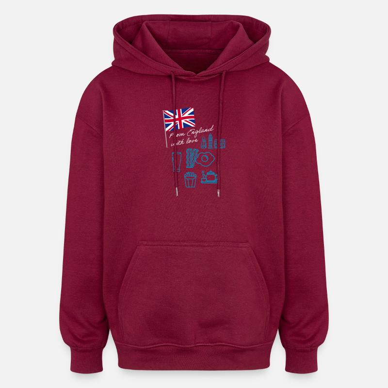 EXANGLIA (Texte Bleu + Blanc) - Sweat à capuche oversize unisexe - bordeaux