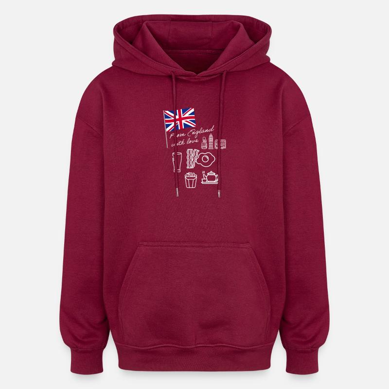 EXANGLIA (White) - Oversized Unisex Hoodie - burgundy