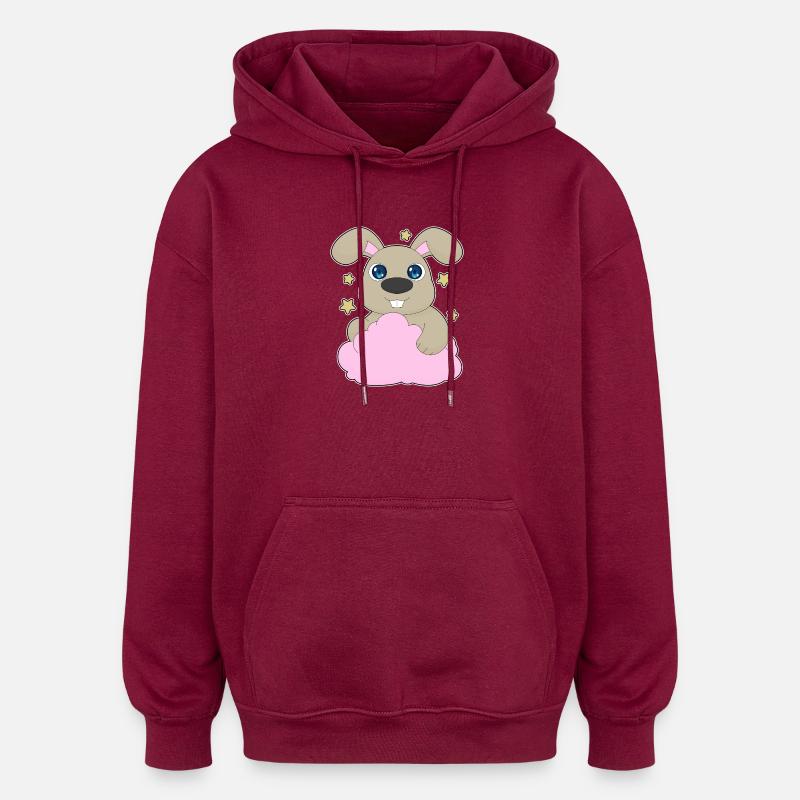 Nuages de lapin - Sweat à capuche oversize unisexe - bordeaux