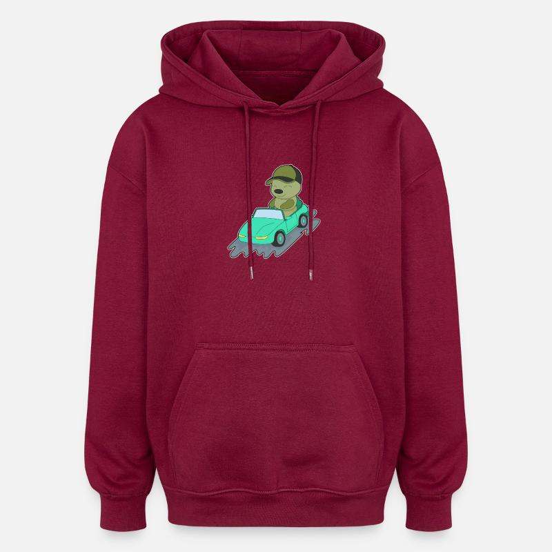 Chenille Car - Sweat à capuche oversize unisexe - bordeaux