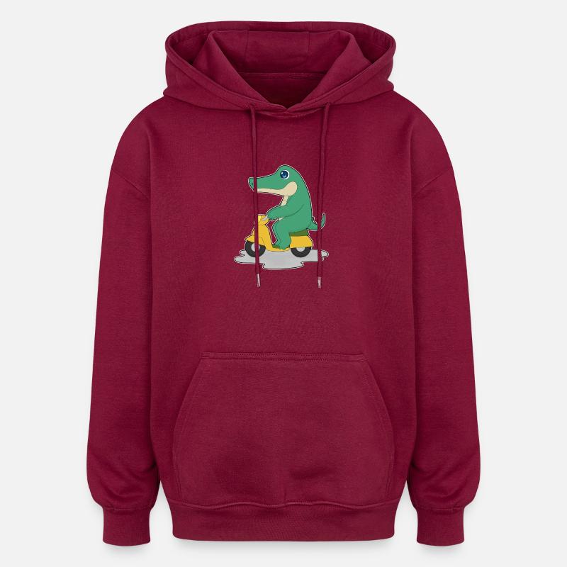 Crocodile Scooter - Sweat à capuche oversize unisexe - bordeaux
