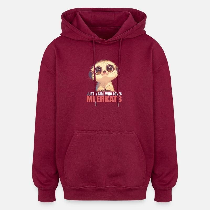Suricate Erdmännchen - Sweat à capuche oversize unisexe - bordeaux
