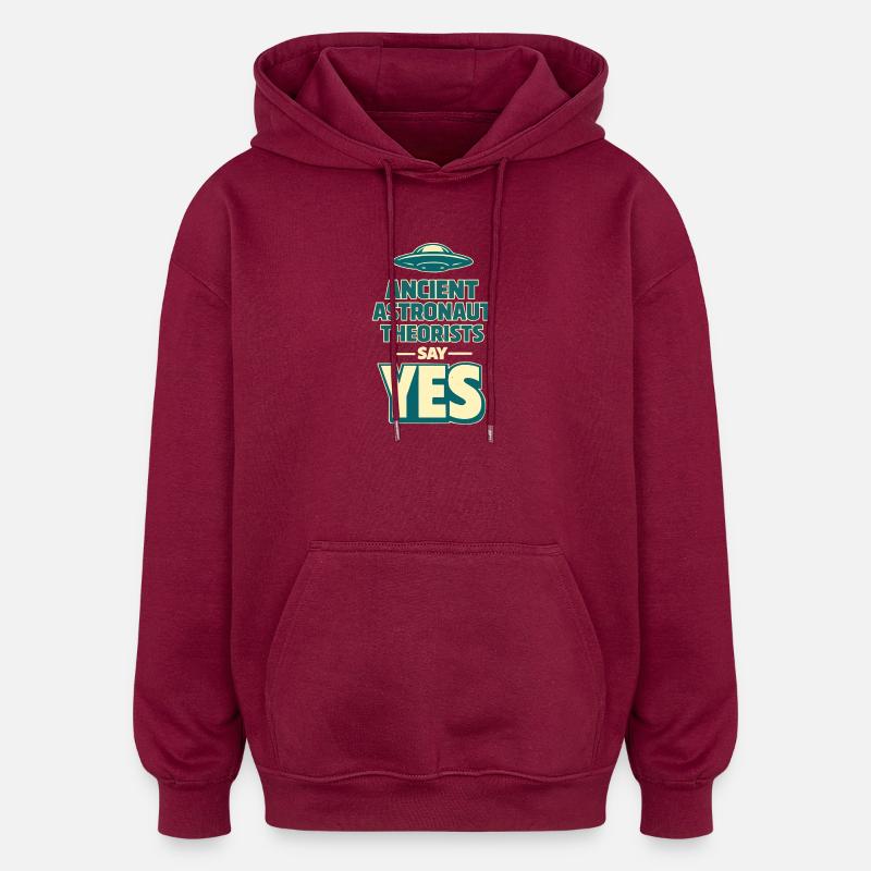 Ancient Astronaut Yes - Sweat à capuche oversize unisexe - bordeaux