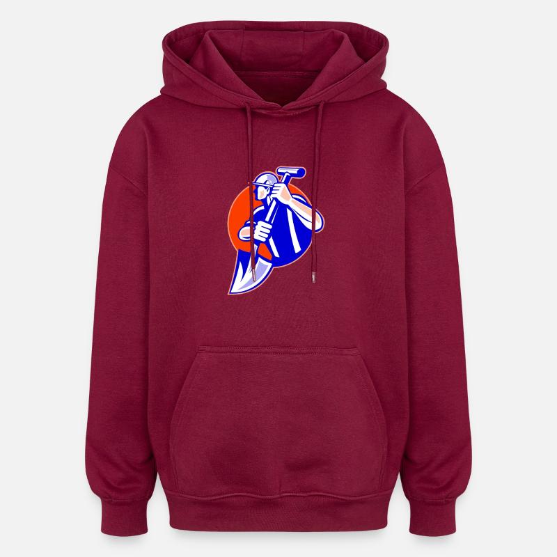 travailleur - Sweat à capuche oversize unisexe - bordeaux