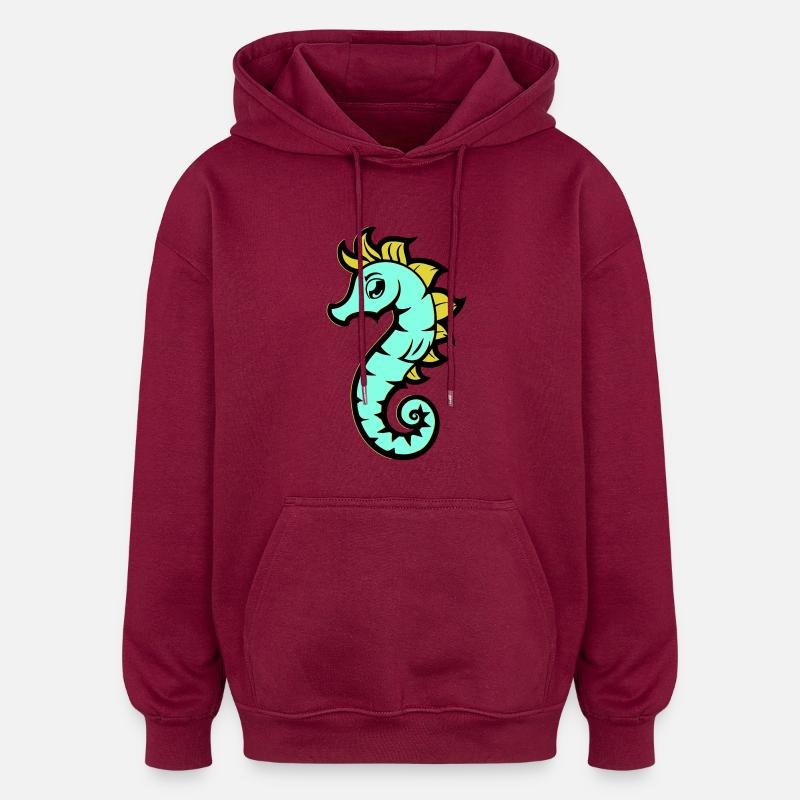 seepferd seepferdchen comic - Oversized Unisex Hoodie - Burgunderrot