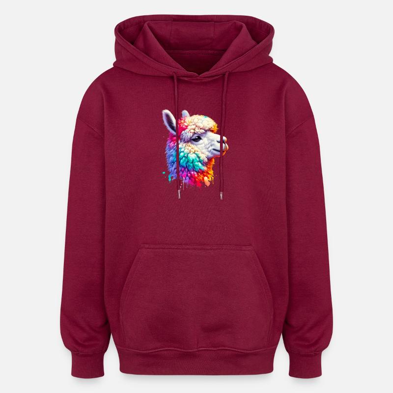 Alpaca - Oversized Unisex Hoodie - burgundy
