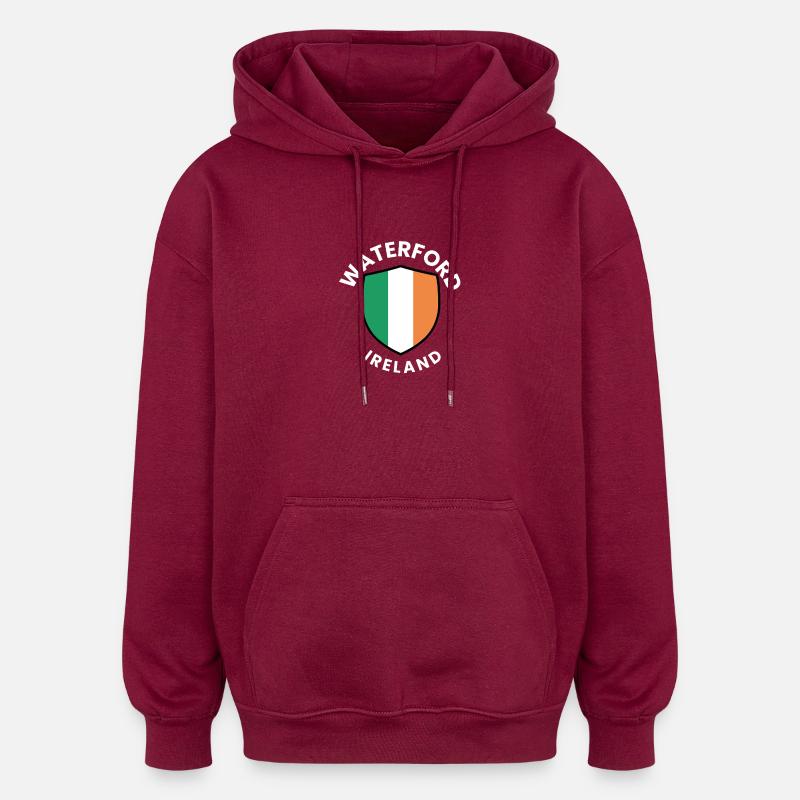 Drapeau irlandais de Waterford - Sweat à capuche oversize unisexe - bordeaux
