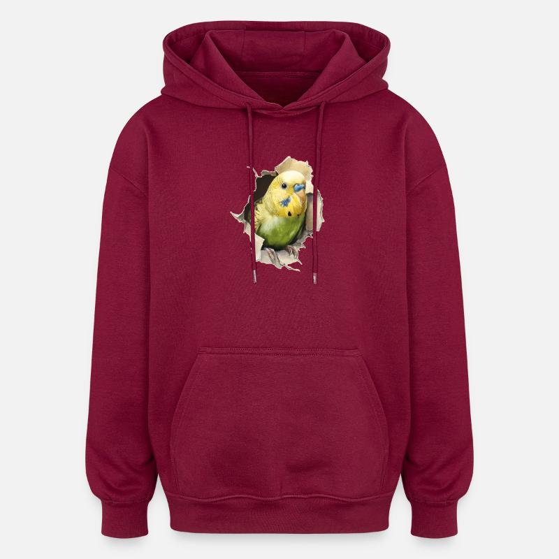 Perruche drôle - Sweat à capuche oversize unisexe - bordeaux