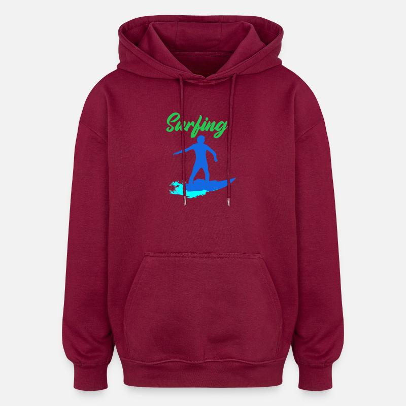 Surfeur - Sweat à capuche oversize unisexe - bordeaux