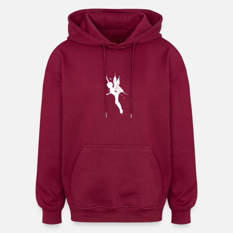 La fée blanche - Sweat à capuche oversize unisexe - bordeaux