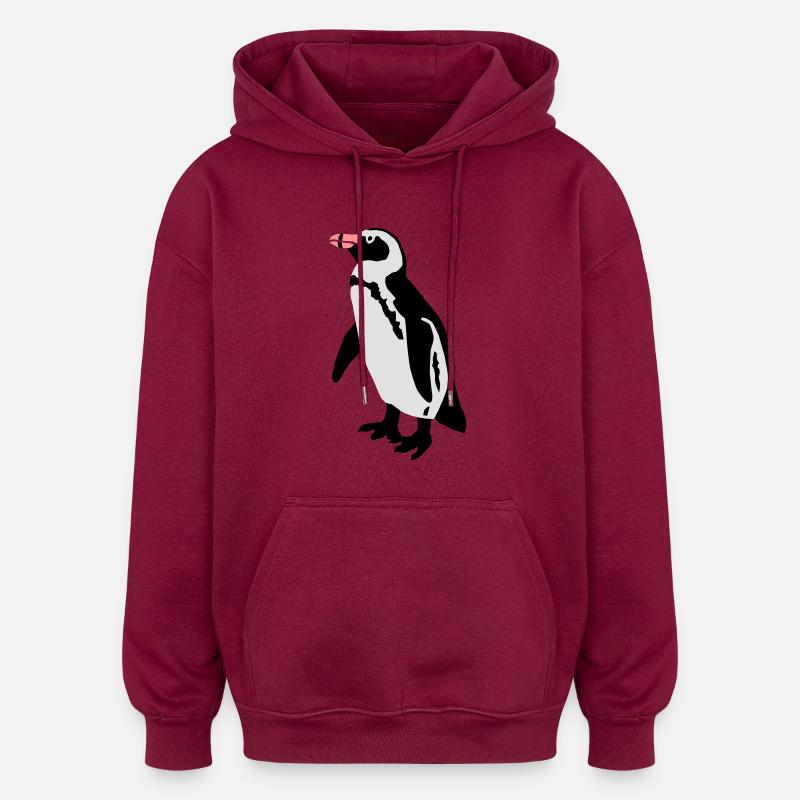 Pinguin - Sweat à capuche oversize unisexe - bordeaux