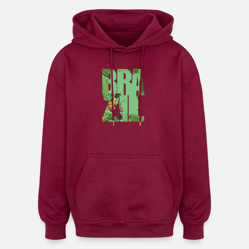 Brésil - Sweat à capuche oversize unisexe - bordeaux