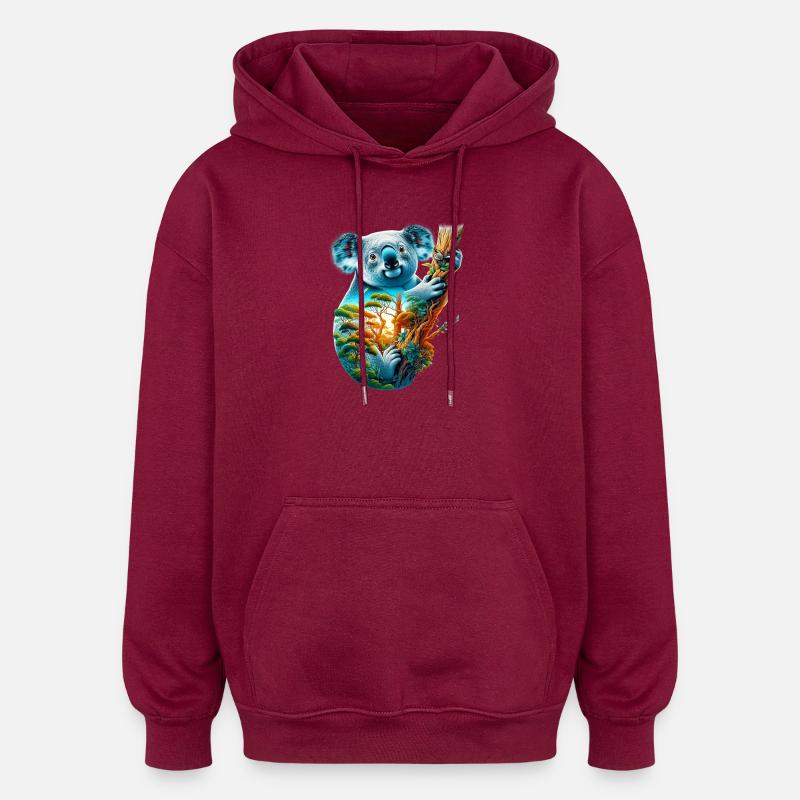 Koala - Sweat à capuche oversize unisexe - bordeaux