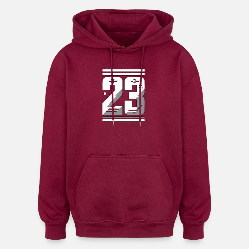 Graphique élégant numéro 23 - Sweat à capuche oversize unisexe - bordeaux