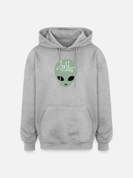 Alien Head with Circuits (three colours) - Oversized Unisex Hoodie - burgundy