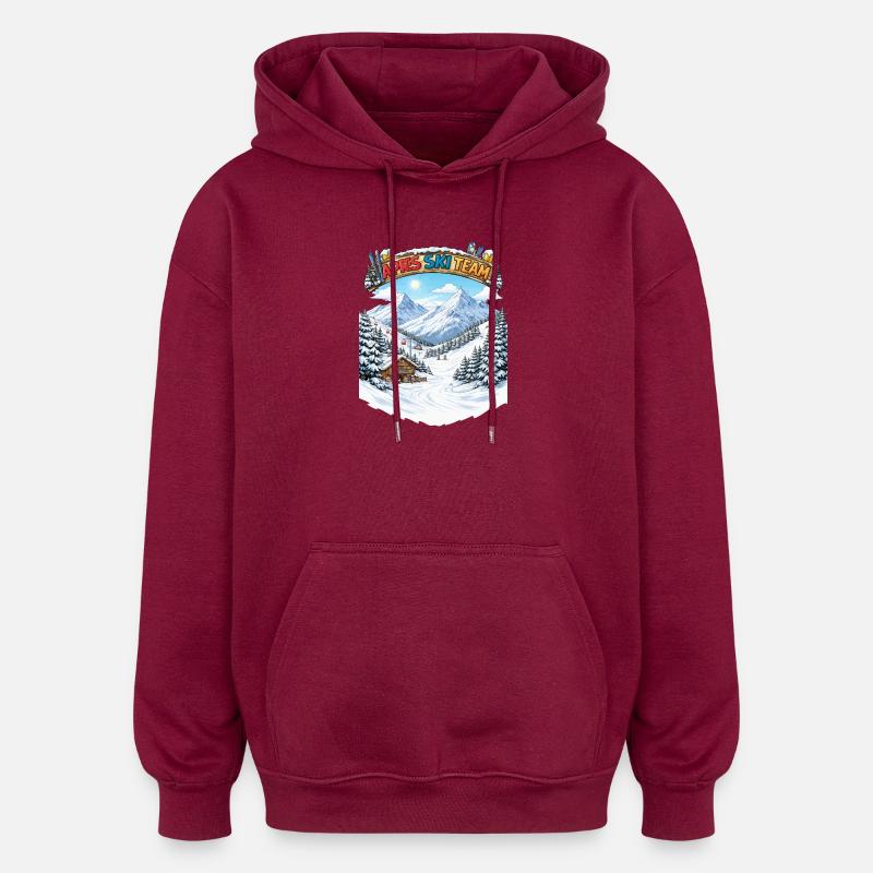 Après Ski Team Bergpanorama - Oversized Unisex Hoodie - Burgunderrot
