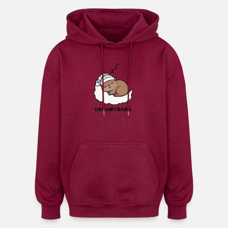 Capybara Dreamybara Sleepybara – Kawaii Nuit Douillette - Sweat à capuche oversize unisexe - bordeaux