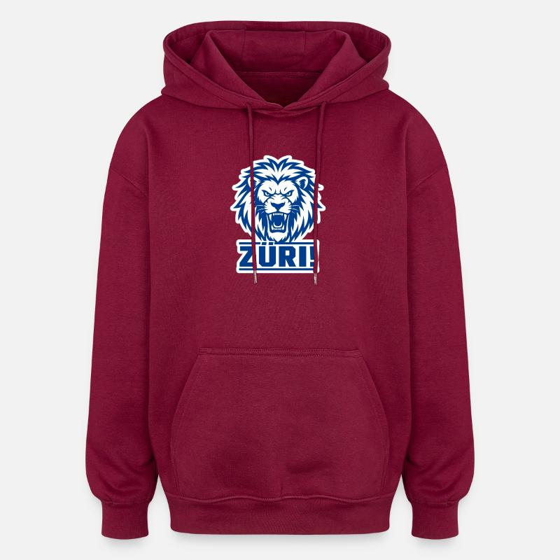 Zurich Lion - Sweat à capuche oversize unisexe - bordeaux