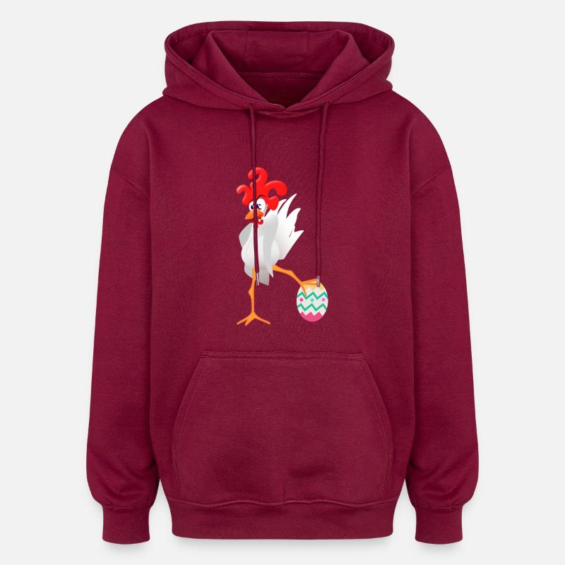 Coq de Pâques - Sweat à capuche oversize unisexe - bordeaux