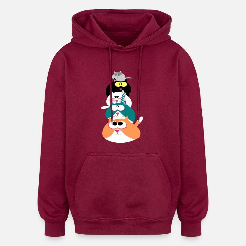 Chats - Sweat à capuche oversize unisexe - bordeaux