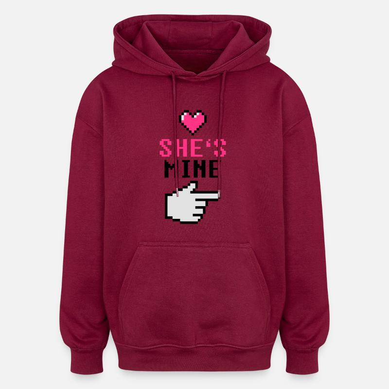She's Mine 8-Bit - Sweat à capuche oversize unisexe - bordeaux