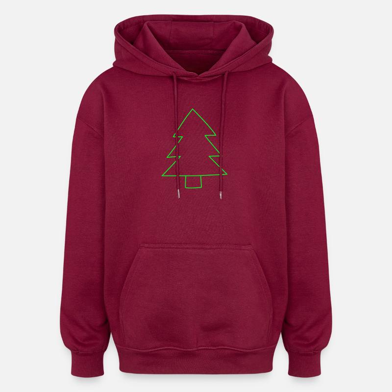 Arbre de Noël - Sweat à capuche oversize unisexe - bordeaux