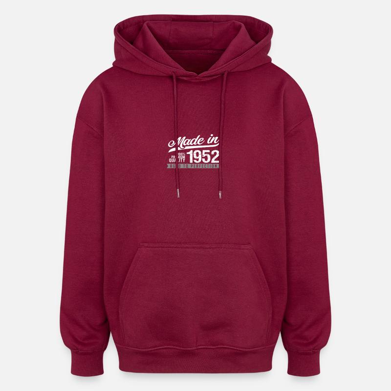 1952 années - Sweat à capuche oversize unisexe - bordeaux