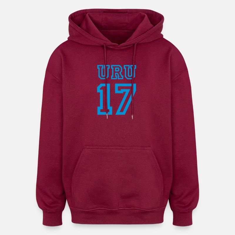 URUGUAY 2017 - Sweat à capuche oversize unisexe - bordeaux