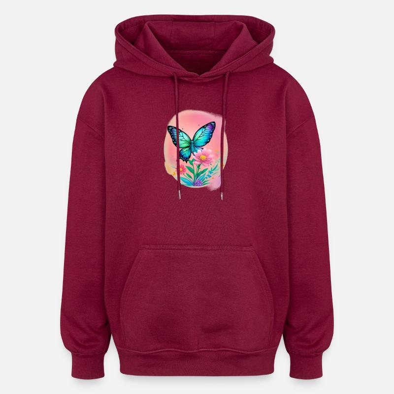Papillon - Sweat à capuche oversize unisexe - bordeaux