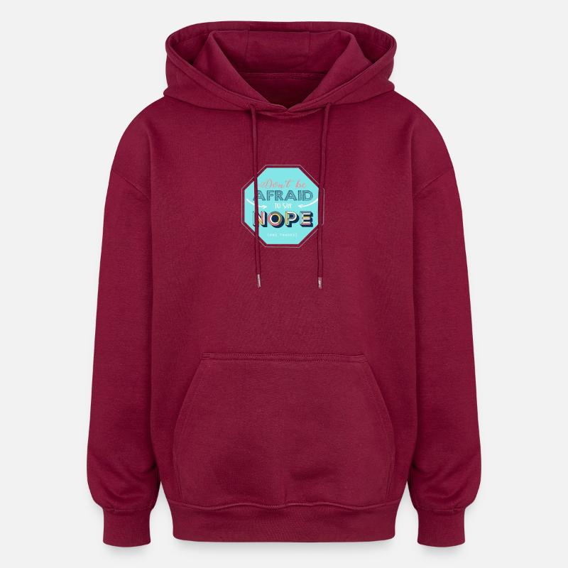 Nope design - Oversized Unisex Hoodie - burgundy