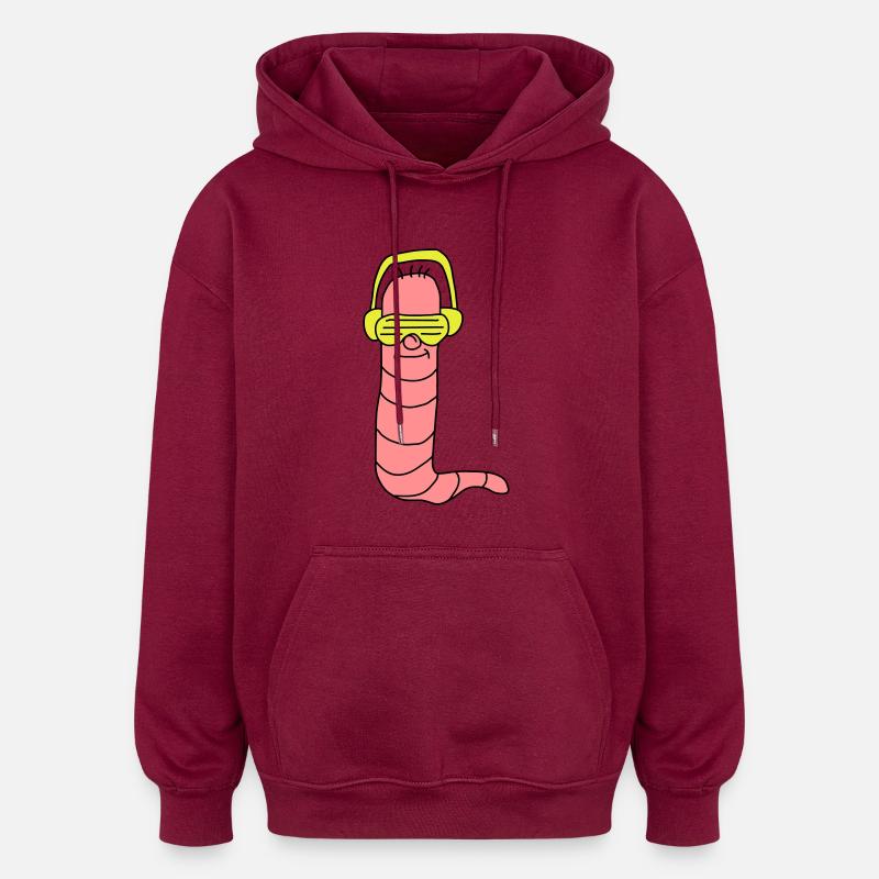Cool Party Worm DJ - Sweat à capuche oversize unisexe - bordeaux