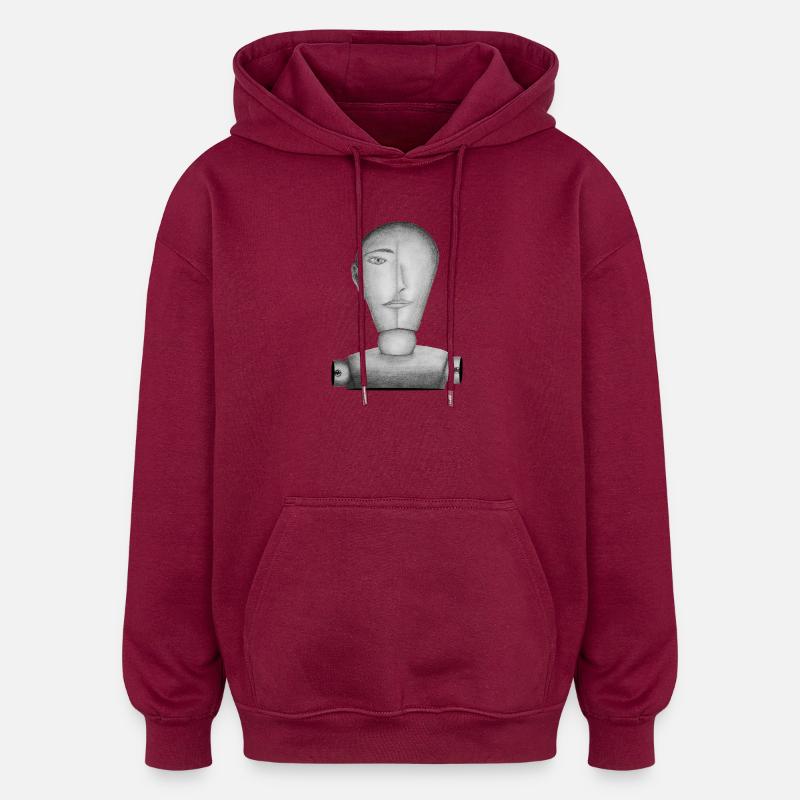 Drawing doll drawn - Oversized Unisex Hoodie - burgundy