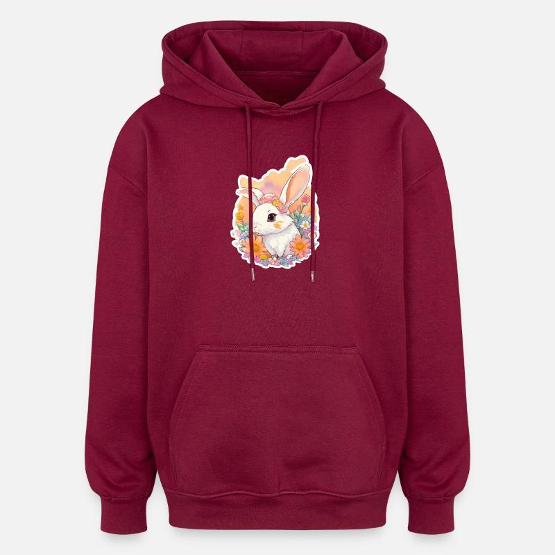 Petit lapin - Sweat à capuche oversize unisexe - bordeaux