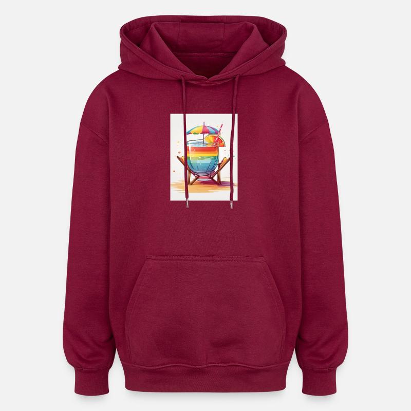 Regenbogen-Cocktail - Oversized Unisex Hoodie - Burgunderrot