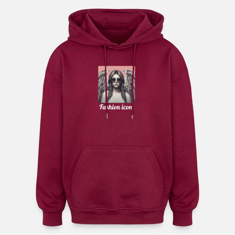 Icône de la mode - Sweat à capuche oversize unisexe - bordeaux