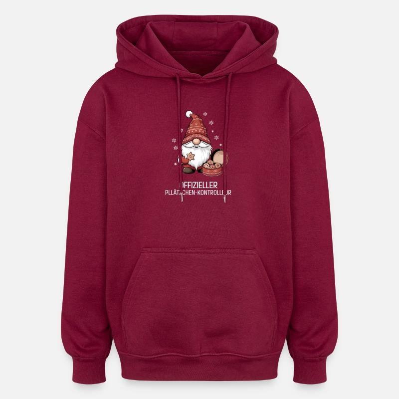 Weihnachtsgnom mit Plätzchen - Oversized Unisex Hoodie - Burgunderrot