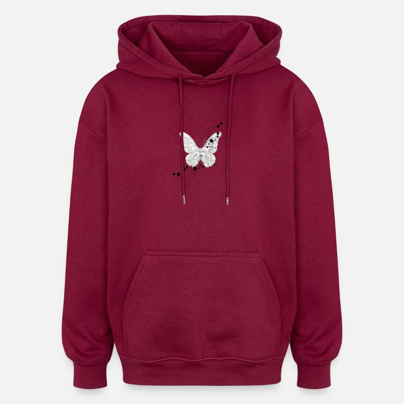 Papillon Blanc - Sweat à capuche oversize unisexe - bordeaux